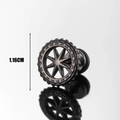 Industrial gear style stainless steel stud earring with star design, 1.16cm diameter - Industrial Gear Octagonal Star Style (S353) / 1.16CM