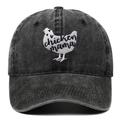 Casquette de baseball en coton noir délavé avec écusson brodé chicken mama au style rétro - Réglable / Noir