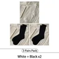 Breathable silk ballet style mid-calf socks set including 1 white and 2 black pairs - 3 Pairs Pack / White + Black 2