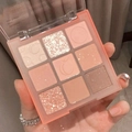 Nine-color peach eyeshadow palette with matte and shimmer textures in pink acrylic case - No. 22 Pink Brown Peach Pattern