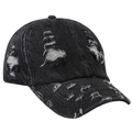Retro washed black denim baseball cap with distressed ripped details and curved brim - One Size / Black