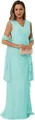 Elegant mint green V-neck chiffon plus size mother of the bride dress with matching shawl - US size 2 / Top And Bottom / Emerald Green