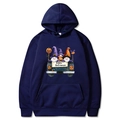 Felpa con cappuccio blu navy per Halloween con gnomi, camion di zucche e stampa Happy - S / Blu navy