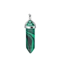 Green malachite hexagonal prism pendant with silver moon sun keychain design - Moon Charm / Malachite