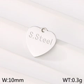 10mm heart-shaped stainless steel pendant charm with S.Steel engraving in silver finish - Steel Color Heart (KLJ9163-Z)