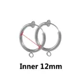 Clip de oreja con resorte de acero inoxidable plateado para joyería DIY de 12 mm - Color Acero Con Bucle-12mm