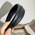 Minimalist black PU leather headband with thick padded design and textured finish - Black