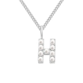 Minimalist stainless steel necklace featuring a pearl-inlaid letter H initial pendant - Letter H / Steel Color