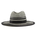 Cappello Panama in paglia a righe bianche e nere per protezione solare in stile estivo - M (56-58cm) / Nero
