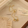 Pulsera infinito dorada ajustable con incrustación de nácar y circonitas blancas - 1# Estilo Infinito