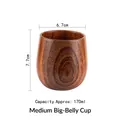 Handcrafted jujube wood belly coffee cup with 170ml capacity and natural wood grain - Medium Belly Cup