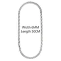 Men's silver Cuban link chain necklace in stainless steel, width 6mm and length 50cm - 6mm / Necklace / 50cm
