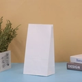 Minimalist white kraft paper gift bag for parties displayed on a blue surface - White