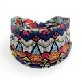 Elastic yoga headband featuring colorful African style geometric patterns and knots - Style 14