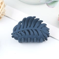 Matte navy blue leaf-shaped hair claw clip with a minimalist textured finish - Matte Leaf Style / 40x25x35mm / Navy Blue