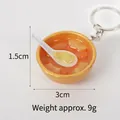 Miniature food keychain with golden bowl and orange soup, 3cm diameter, weight 9g - 3cm Gold Bowl-No.3 (Keychain)