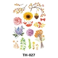 Waterproof temporary floral tattoo sticker with sunflower and pink rose watercolor art - Th-027 / 210*148mm