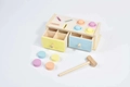 Montessori wooden object permanence box with colorful drawers and matching discs - Montessori Coin Sorting Hammer Box