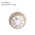 Palla di Natale champagne da 8 cm con perle di schiuma e motivo a fiocco di neve - 8cm/15.6g / Champagne
