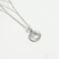 French retro silver round pendant necklace with radial texture and mesh pattern center - Silver Round
