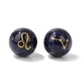 10mm blue goldstone beads featuring golden Leo zodiac symbols for DIY bracelet making - Lion