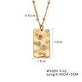 Dettaglio della collana placcata oro con strass colorati e indicazioni delle misure - Catena a Sfere Rettangolo di Strass Colorati (N253) / Oro