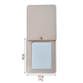 Portable cream PU leather folding makeup mirror with snap button and 9x7cm dimensions - Square Gray