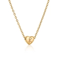 Collier doré avec pendentif cœur gravé de la lettre K en acier inoxydable poli - Cœur Doré Lettre K (Avec Chaîne)
