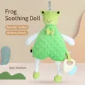 Doudou grenouille verte pour bébé en tissu minky avec anneau de dentition en silicone - Jouet Apaisant Grenouille (Avec Pieds)