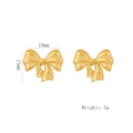 Elegant gold bow earrings with matte finish and milgrain edges, size 19x15mm - Style 1261 Gold