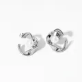 Modern twisted silver C-shape stud earrings with white pearl detail for women - Silver Earrings (D2908)