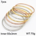 7-piece set of stackable stainless steel bangles in gold, silver, and rose gold finish - 7Pcs Set-Mixed Colors (KB179800-LO)