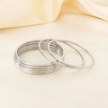 Polished silver stainless steel 3mm stackable thin bangles for women in shiny finish - 7-Piece Set Steel Color / Inner Diameter 55X3mm