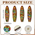 Set van 4 Tiki surfboard wandplaten 30x7,5cm met tropische HD-print en metalen haken - Hawaii Surfplank Tiki Stijl (Y24Y50889_Q) / 4-delige set