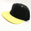 Classic flat brim hip-hop cap in black with neon yellow visor and matching top button - One Size / Black + Neon Yellow Brim