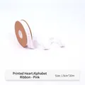 Pink 1.5cm double-sided satin ribbon with Mr & Mrs heart print for gift wrapping - Pink Printed Heart and Letters Ribbon 1.5cm*20m