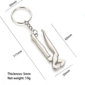 Miniature pliers keychain tool in silver metal finish with dimensions measurements - Pliers