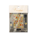 Japanese style yellow lily and daisy nail art stickers with decorative black text labels - Yellow Lily (to2456)