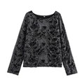 Deep grey distressed long sleeve shirt with ripped texture in Japanese Shibuya style - XS / Gray