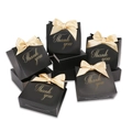 Elegant black gift boxes with gold Thank You text and champagne silk ribbon bows - 12.5*10*4.5cm / Black