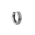 Minimalist silver huggie hoop earring with textured vertical stripe relief design - Single Piece / Steel Vertical Stripes