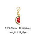 Watermelon fruit charm pendant with red enamel and golden lobster clasp 3.1x0.85cm - Watermelon (No. 2)