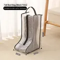 Transparent mesh tall boot storage bag with black trim and handle, size 48x28x20cm - Long Boot Bag Black Edge