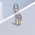 Detail of silver dinosaur alloy keychain with colorful enamel accents on a clean background - Colorful Dinosaur Shape Keychain Enamel Craft