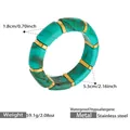 Bracciale elastico in resina marmorizzata verde con distanziatori in acciaio dorato da 1,8cm - Marmo Blu (E678)