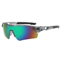 Sport cycling sunglasses with colorful gradient lenses and translucent grey frame - Grey Frame Green Lens