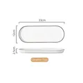 Ceramic oval serving tray with hand-painted brown rim and three circular recessed slots - Ceramic Seasoning Tray (White)