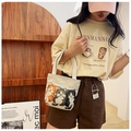 Beige canvas tote bag with three cats embroidery and stylish tassel detail - Style 17-Three Little Cats