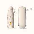 Mini beige 5-fold pocket sun umbrella with UPF 50+ rating and matching zipper storage case - Without Box / 8 Ribs Thickened Black Glue / Sycamore Beige