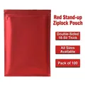 Pack of 100 matte red aluminum foil resealable bags with 18 silk double-sided thickness - 7x10cm*18mm Matte Red [100 Pieces]